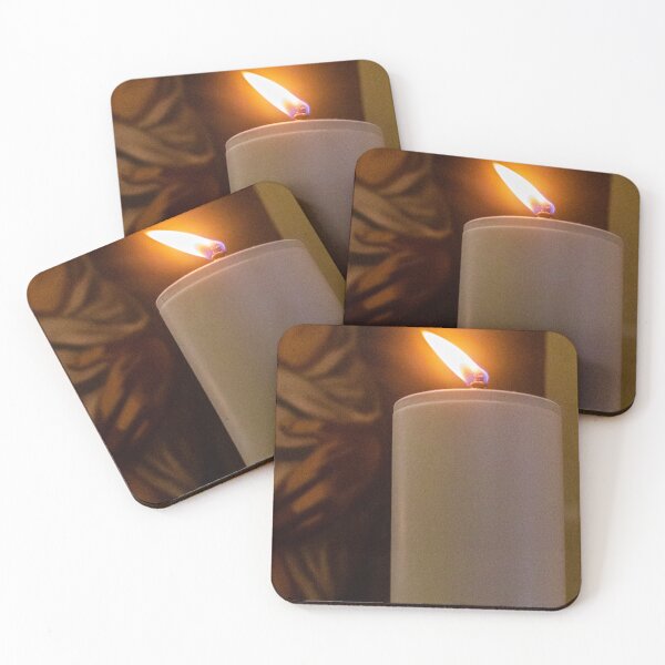 Item preview, White Pillar Candle With Bright Flame Casting Warm Light During Vigil Or Memorial Service designed and sold by Nmallia.