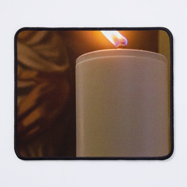 Item preview, White Pillar Candle With Bright Flame Casting Warm Light During Vigil Or Memorial Service designed and sold by Nmallia.