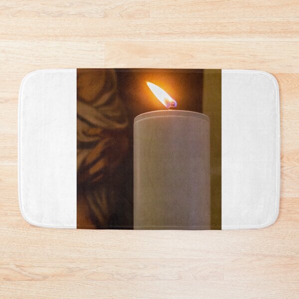 Item preview, White Pillar Candle With Bright Flame Casting Warm Light During Vigil Or Memorial Service designed and sold by Nmallia.