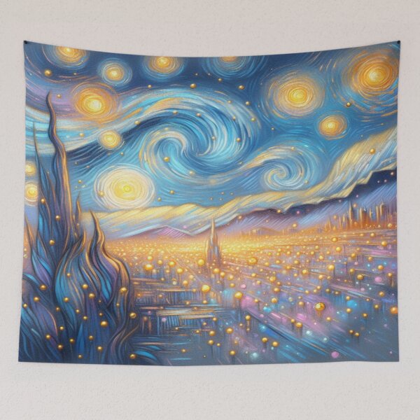 Item preview, Starry City Lights – Swirling Night Sky in Van Gogh Inspired Urban Dream designed and sold by FotoworldEdel.