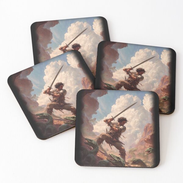 Item preview, Warrior Ambushed by Serpents - Fantasy RPG designed and sold by Mission Ready.