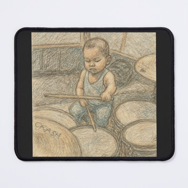 Item preview, Little Musician Portrait Cute Baby Playing Drums. designed and sold by KittenAndCo.