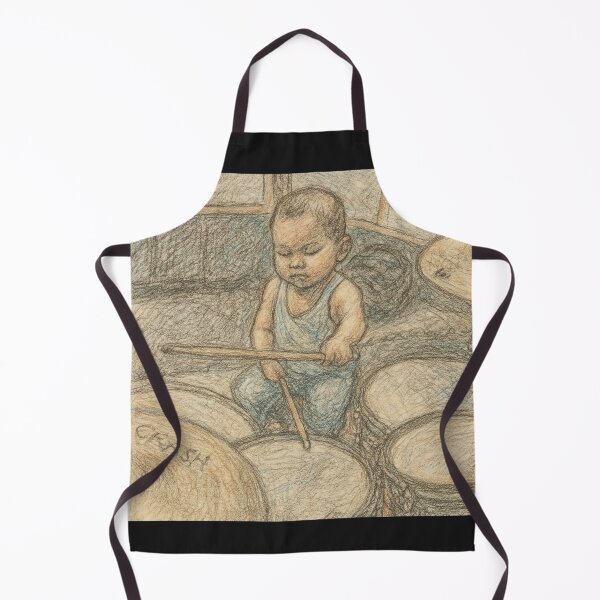 Item preview, Little Musician Portrait Cute Baby Playing Drums. designed and sold by KittenAndCo.