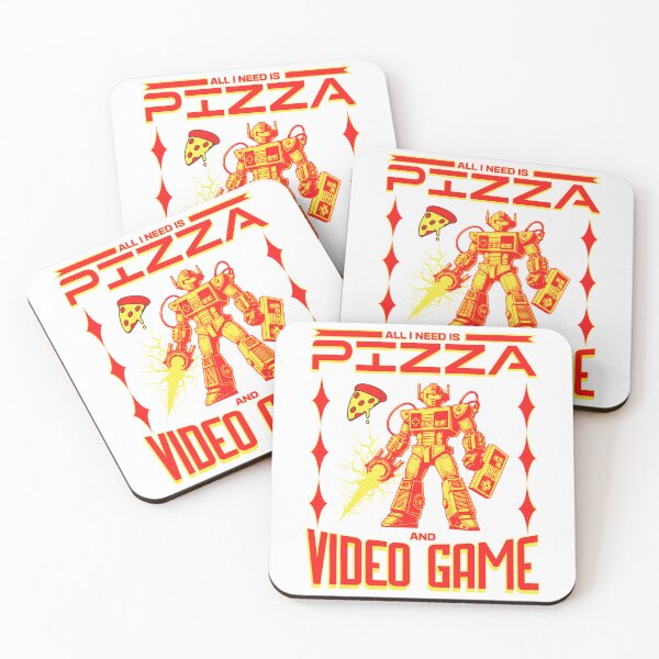 Item preview, All I Need Is Pizza And Video Games Retro Robot Mecha designed and sold by Abaseen.