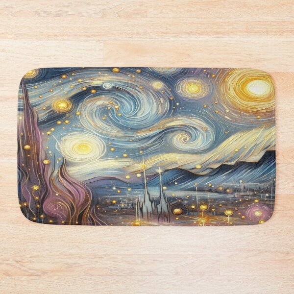 Item preview, Starry Night Whirl – Cosmic Swirls in Van Gogh Inspired Dream Village designed and sold by FotoworldEdel.