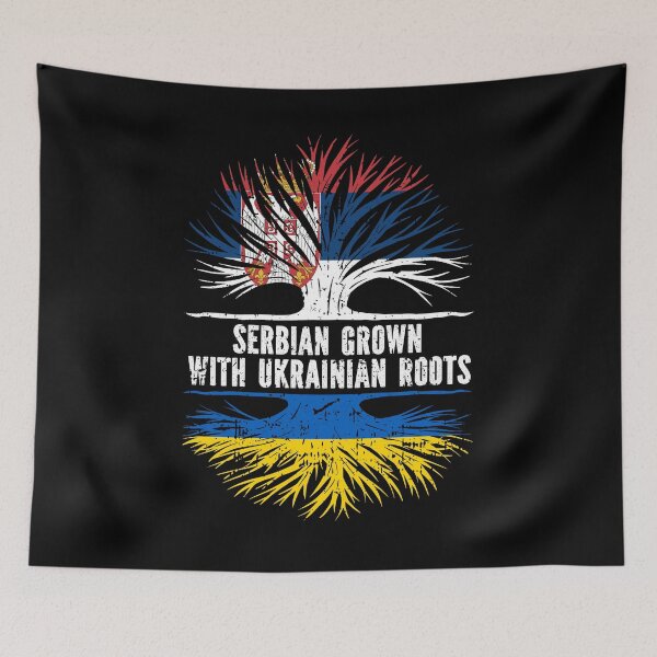 Item preview, Serbian Grown with Ukrainian Roots Flag designed and sold by CosmoKitsch.