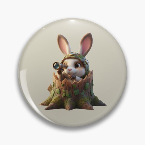 Item preview, Curious bunny rabbit character on an adventure, looking through telescope from tree stump designed and sold by Jdee23.