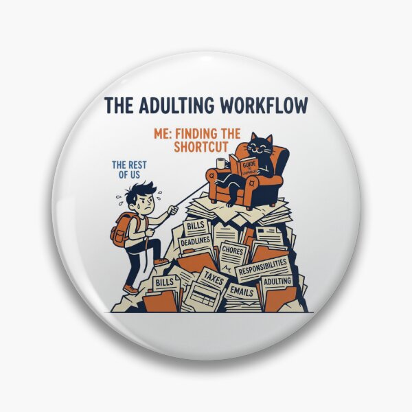 Item preview, Funny Adulting Workflow: Stressed Human vs. Chill Cat designed and sold by Echo-Draw.