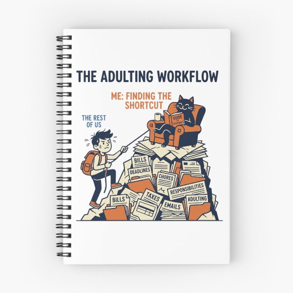 Item preview, Funny Adulting Workflow: Stressed Human vs. Chill Cat designed and sold by Echo-Draw.