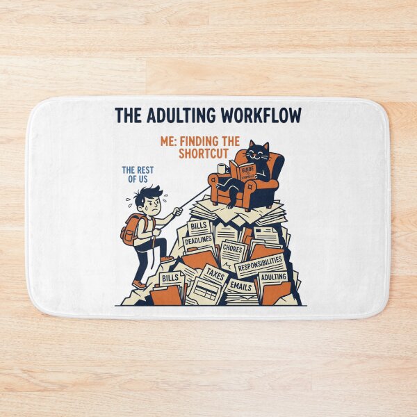 Item preview, Funny Adulting Workflow: Stressed Human vs. Chill Cat designed and sold by Echo-Draw.