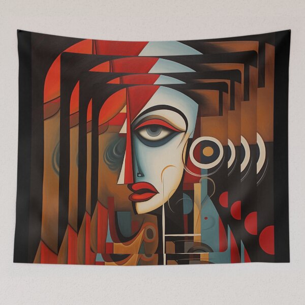 Item preview, Geometric Muse – Abstract Cubist Portrait designed and sold by Szpaku desart .