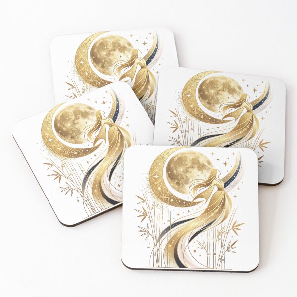 Item preview, Kaguya's Grace: Golden Moon & Bamboo Celestial Graphic Art designed and sold by Nozomi's Japan Collection.