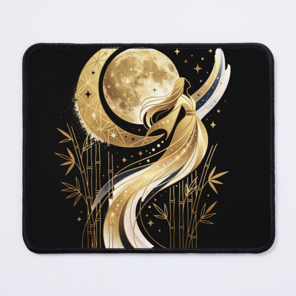 Item preview, Kaguya's Grace: Golden Moon & Bamboo Celestial Graphic Art designed and sold by Nozomi's Japan Collection.