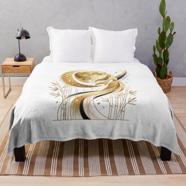 Item preview, Kaguya's Grace: Golden Moon & Bamboo Celestial Graphic Art designed and sold by Nozomi's Japan Collection.