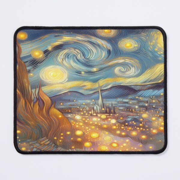 Item preview, Moonlit Star Swirl – Van Gogh Inspired Night Sky over Dream Village designed and sold by FotoworldEdel.