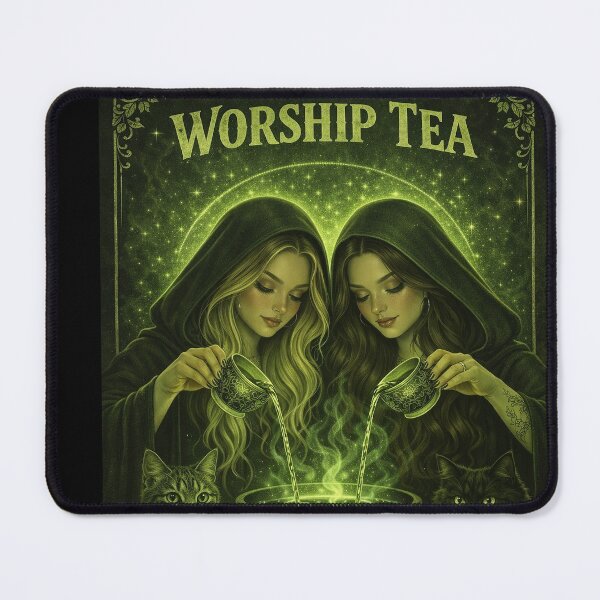 Item preview, Worship Tea Gothic Witch Art Print | Green Witch Aesthetic | Witchcore Herbal Tea Ritual Poster designed and sold by SoftThreatCo .