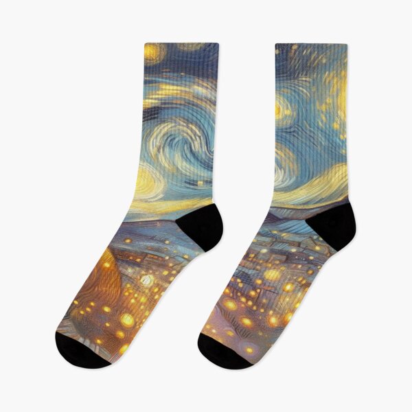 Item preview, Moonlit Star Swirl – Van Gogh Inspired Night Sky over Dream Village designed and sold by FotoworldEdel.