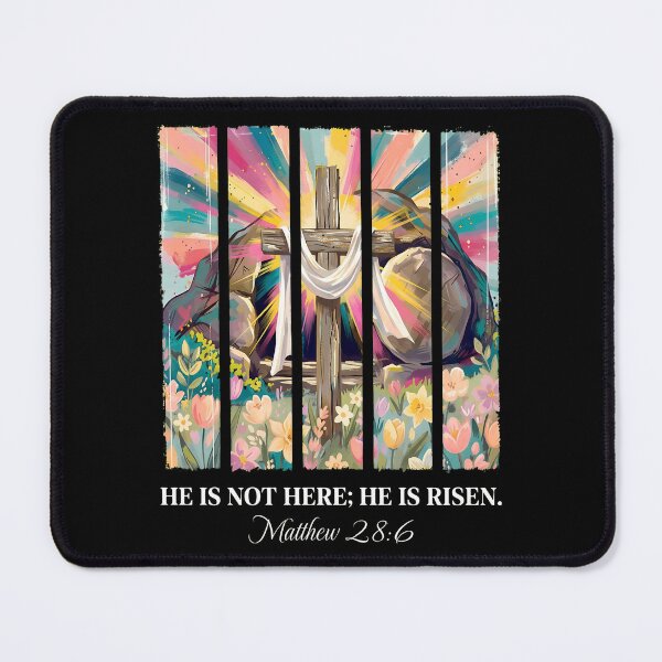 Item preview, He Is Not Here He Is Risen T-Shirt Matthew 28:6 Easter Resurrection Cross Floral Christian T-Shirt Vibrant Art designed and sold by Dmo3HarkoArt.