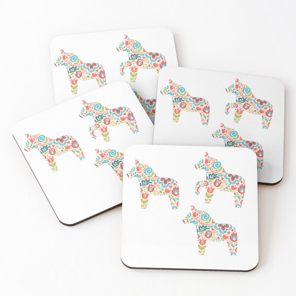 Item preview, Small Multicolour Dala Horses – Scandinavian Folk Art Fusion by heidiannemorris © designed and sold by FOLK ART FUSION by heidiannemorris.