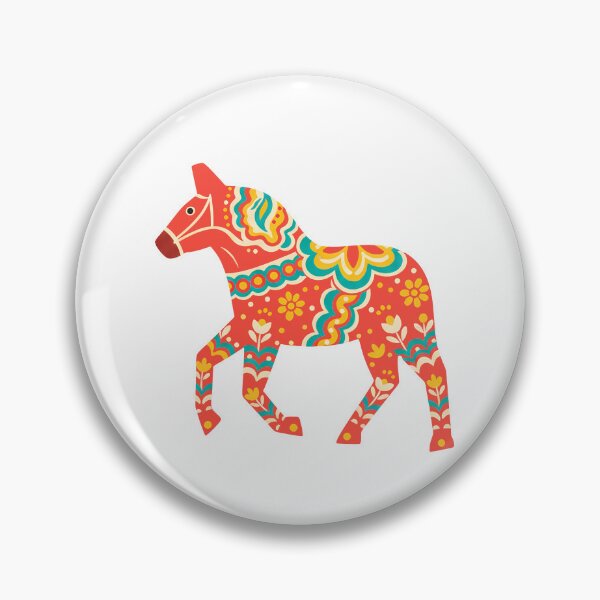 Item preview, Orange Swirl Dala Horse – Scandinavian Folk Art Fusion by heidiannemorris © designed and sold by FOLK ART FUSION by heidiannemorris.