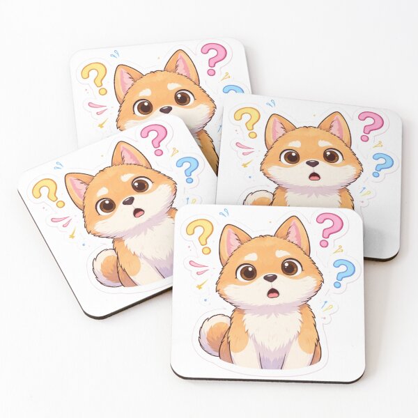 Item preview, Cute Confused Puppy Sticker – Kawaii Dog Cartoon with Question Marks designed and sold by Dasts Cart.