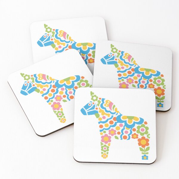 Item preview, Floral Daisy Dala Horse – Scandinavian Folk Art Fusion by heidiannemorris © designed and sold by FOLK ART FUSION by heidiannemorris.