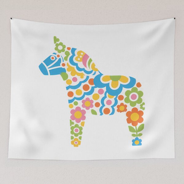 Item preview, Caballo Dala con Margarita Floral – Fusión de arte popular escandinavo por heidiannemorris © designed and sold by FOLK ART FUSION by heidiannemorris.