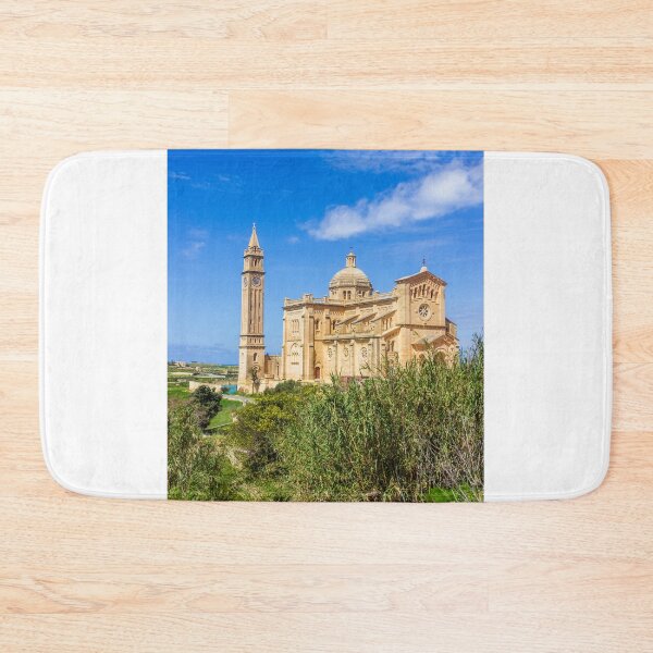 Item preview, Sunny Mediterranean Stone Cathedral With Dome and Bell Tower Over Coastal Landscape designed and sold by Nmallia.