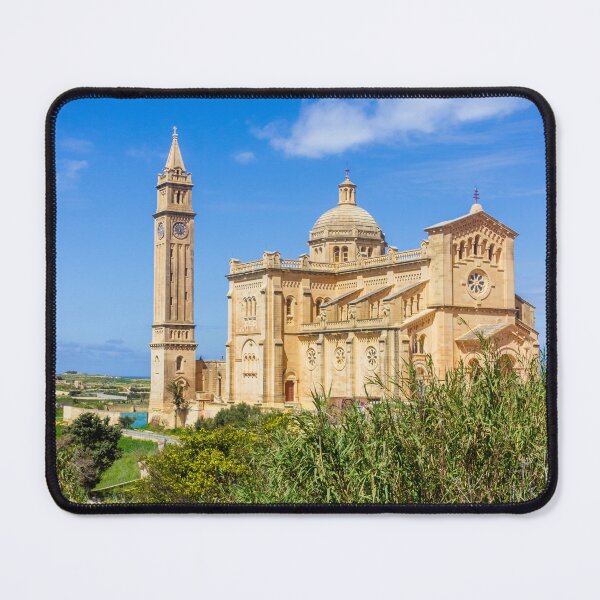 Item preview, Sunny Mediterranean Stone Cathedral With Dome and Bell Tower Over Coastal Landscape designed and sold by Nmallia.