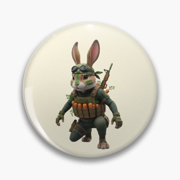 Item preview, rabbit warrior in tactical camouflage gear with rifle and carrot ammunition designed and sold by Jdee23.