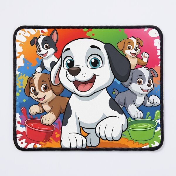 Item preview, Playful Cartoon Puppies Splashing Colorful Paint designed and sold by PholPol1959.