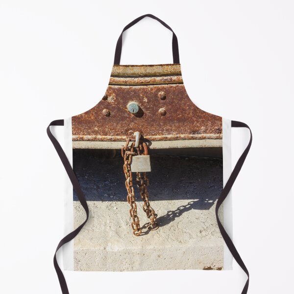 Item preview, Rusty Metal Padlock and Chain Hanging From Corroded Door Panel With Textured Surface designed and sold by Nmallia.
