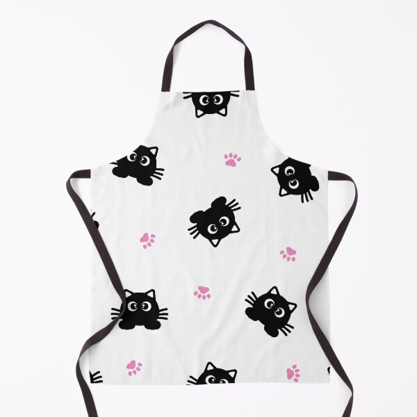 Item preview, Cute black cat patterns and pink paw prints float around on white background. designed and sold by Nengsang.