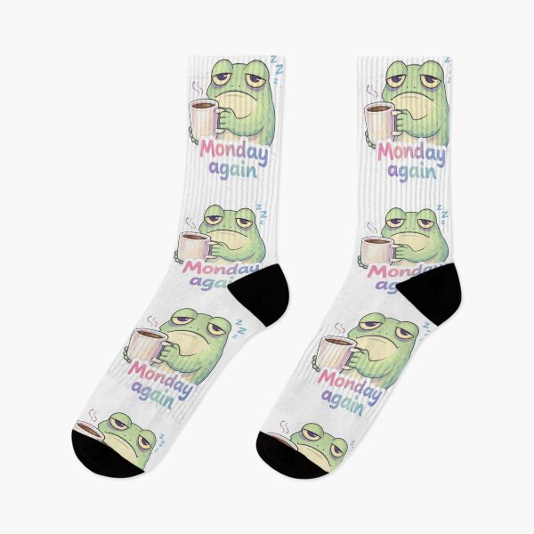 Item preview, Funny Monday Again Frog Sticker – Sleepy Coffee Mood Cute Meme designed and sold by Dasts Cart.