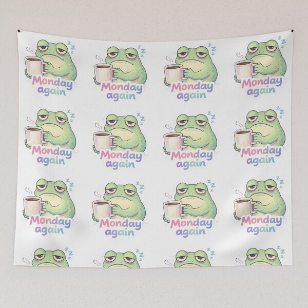 Item preview, Funny Monday Again Frog Sticker – Sleepy Coffee Mood Cute Meme designed and sold by Dasts Cart.