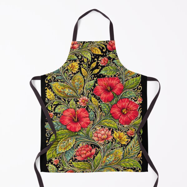 Item preview, Luxury Tropical Floral Art on Black | Ornate Red Hibiscus Botanical Illustration designed and sold by simpleyetcanva.
