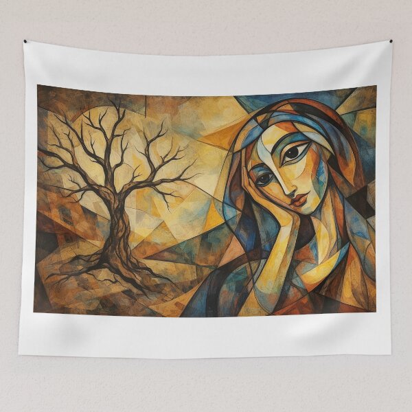 Item preview, Wallpaper "Lady And Tree “ in Cubism Art designed and sold by drozdovs16.