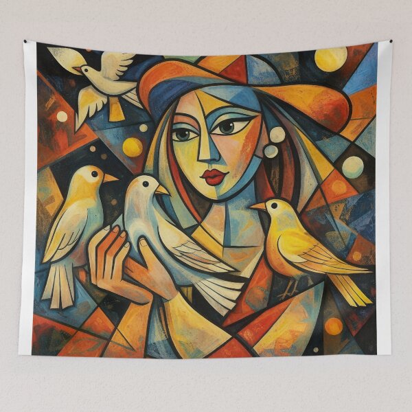 Item preview, Wallpaper “Lady And Birds “/Cubism Art  designed and sold by drozdovs16.