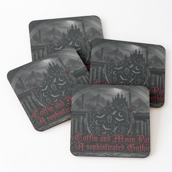 Item preview, Haunted Library Coffin and Moon Gothic Pattern designed and sold by LIVE_FREE.