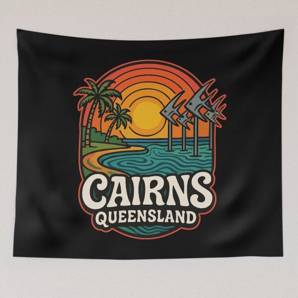 Item preview, Cairns Queensland Australia Retro Trippy Art Travel designed and sold by TomFrontierArt.