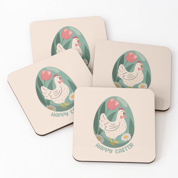 Item preview, Hen in a green Easter egg with tulips and daisies – Happy Easter designed and sold by InkofNocturna.