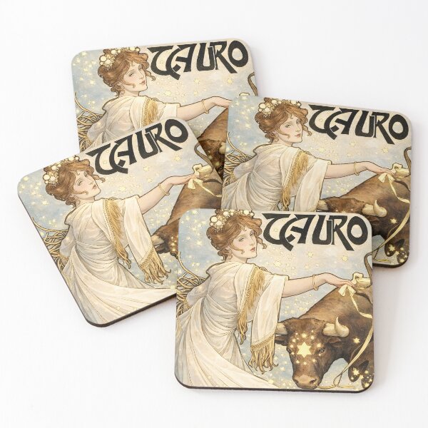 Item preview, Taurus Zodiac Art Nouveau Poster – Vintage Astrology Goddess with Bull – April Zodiac Sign Celestial Art designed and sold by EmiliaBassano.
