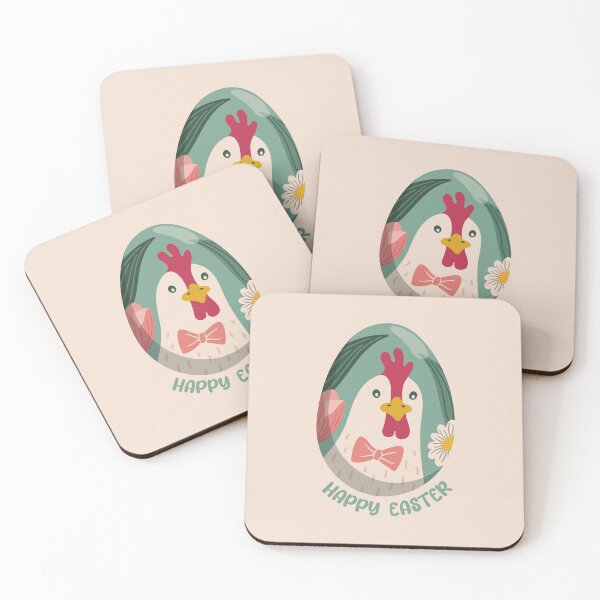 Item preview, Portrait of a hen in a green Easter egg with tulips and daisies – Happy Easter designed and sold by InkofNocturna.