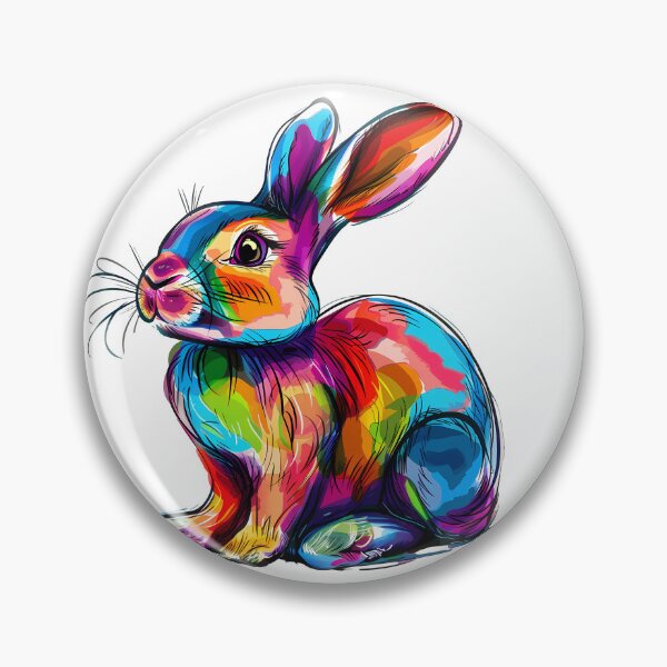 Item preview, Psychedelic Rainbow Bunny Rabbit - Vibrant Neon Animal Art Print designed and sold by DesignArtist.ia.