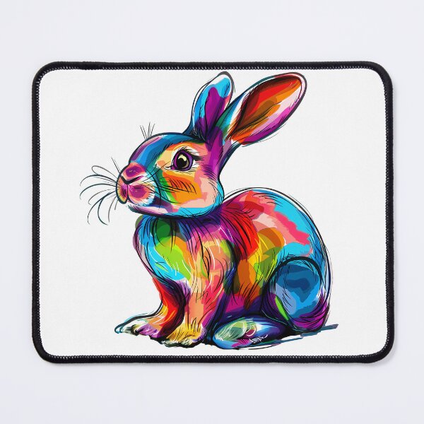 Item preview, Psychedelic Rainbow Bunny Rabbit - Vibrant Neon Animal Art Print designed and sold by DesignArtist.ia.