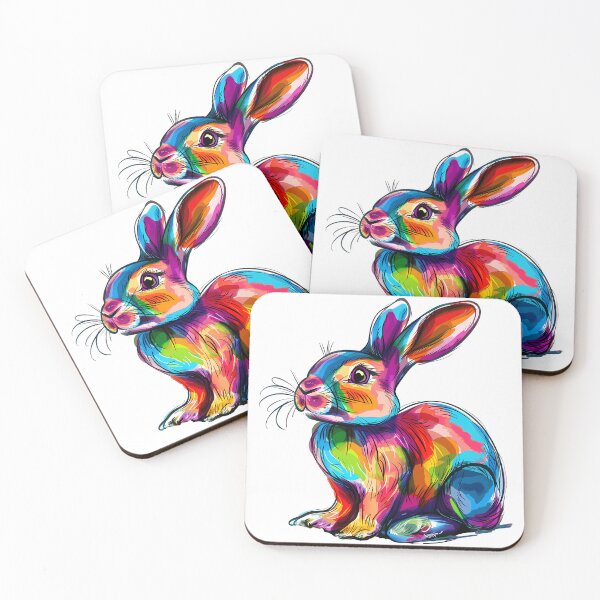 Item preview, Psychedelic Rainbow Bunny Rabbit - Vibrant Neon Animal Art Print designed and sold by DesignArtist.ia.