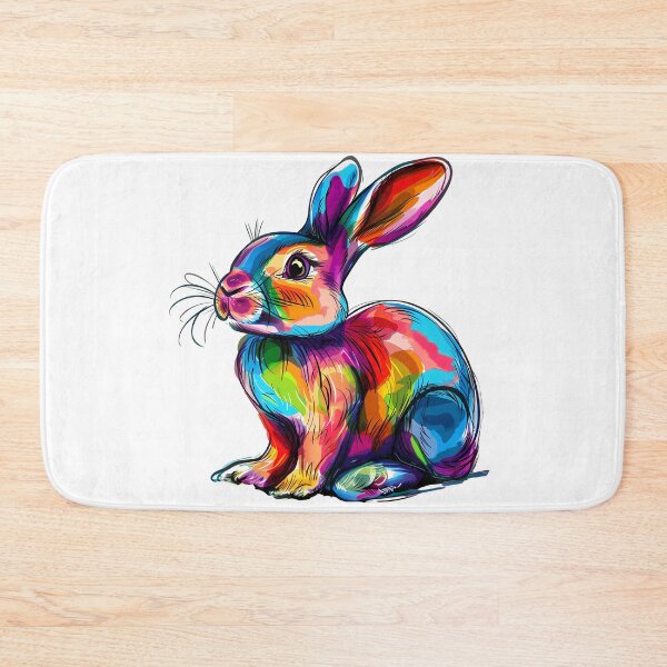 Item preview, Psychedelic Rainbow Bunny Rabbit - Vibrant Neon Animal Art Print designed and sold by DesignArtist.ia.