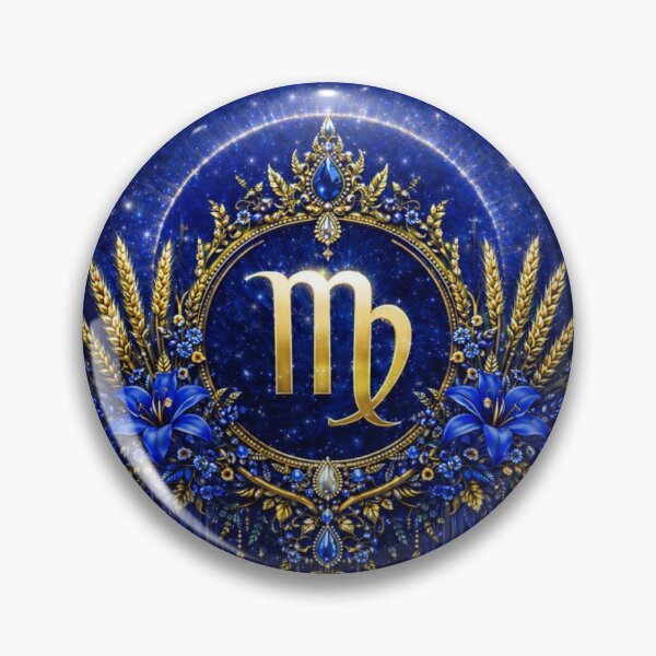Item preview, Royal Blue Virgo Zodiac Symbol ✨ Elegant Astrology Design ? Celestial Virgo Art Aesthetic ♍ Gold & Blue Horoscope Gift designed and sold by Bonitivity Zodiacs.