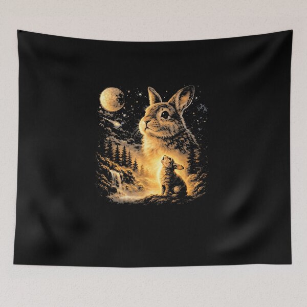 Item preview, Bunny Howling to The Moon Vintage 90s Animal Easter Day designed and sold by Juansustait.