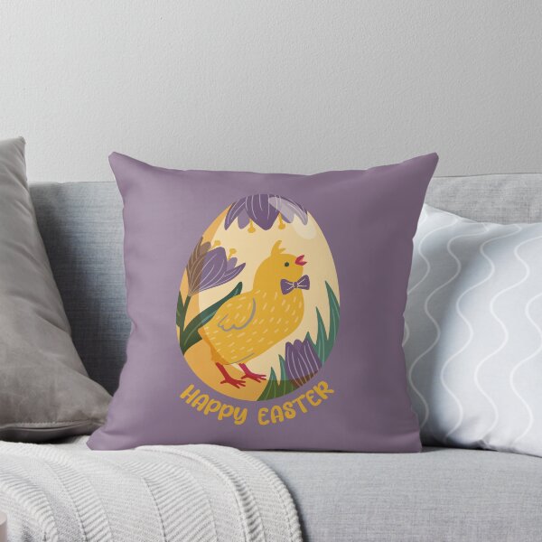 Item preview, Chick in a yellow Easter egg with crocuses – Happy Easter designed and sold by InkofNocturna.